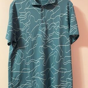 G/FORE Teal and White Patterned Polo Shirt